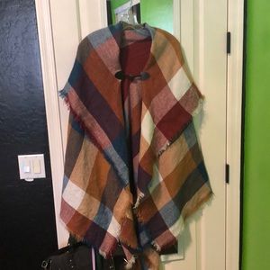 Multicolored plaid blanket scarf